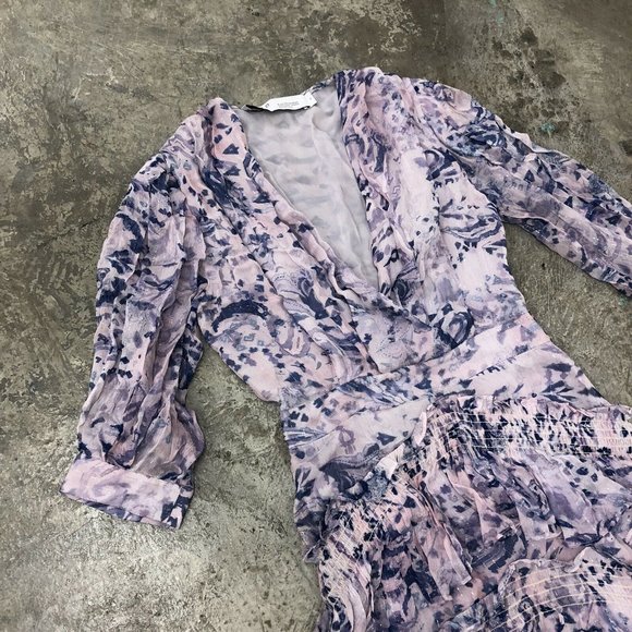 IRO Rahue Dress Light Purple Tiered Ruffle Smocked - Picture 5 of 9